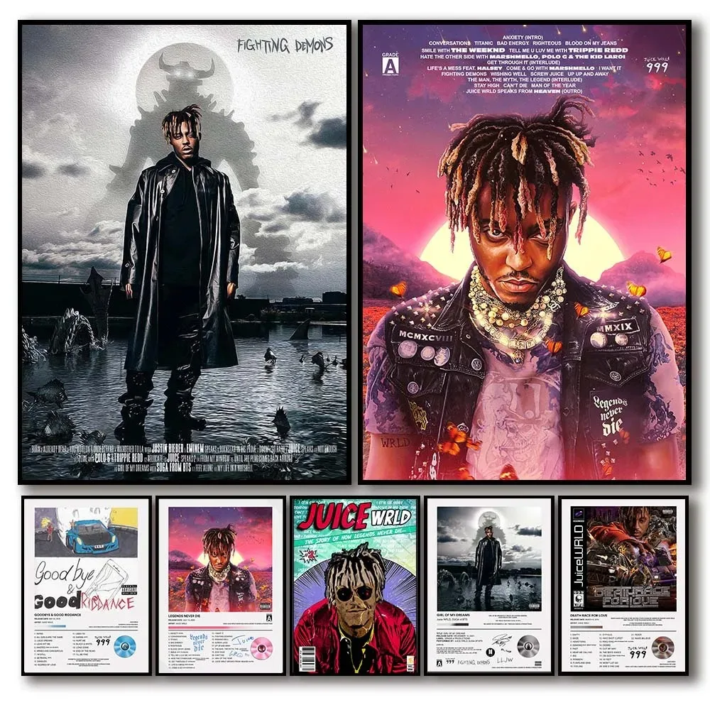 Pop Rapper Singer Juice WRLD & Future WRLD On Drugs Poster Aesthetic Set Musci Album Cover Canvas Print Wall Art Home Room Decor