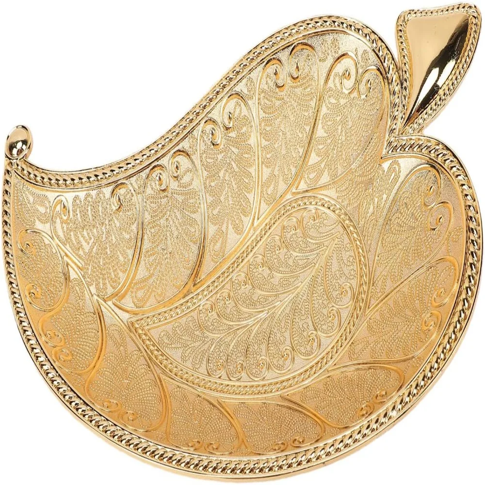 Decorative Zinc Alloy Leaf Tray Leaf Shaped Sturdy Decorative Tray Raised Edge Construction Embossed Fruit Plate For Vanity