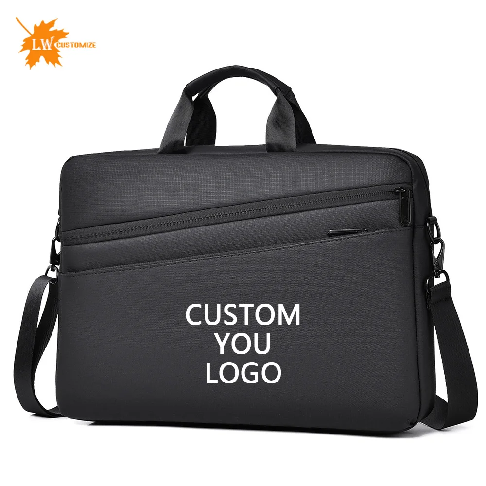 Customized laptop bag with logo 15 inch 17 inch men's shoulder crossbody business bag wholesale printing image