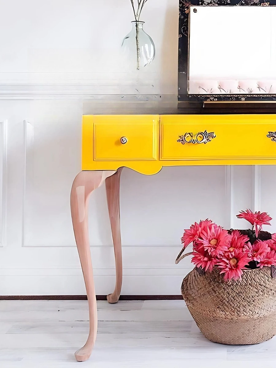 French retro solid wood dressing cabinet storage cabinet integrated flip dresser dressing table