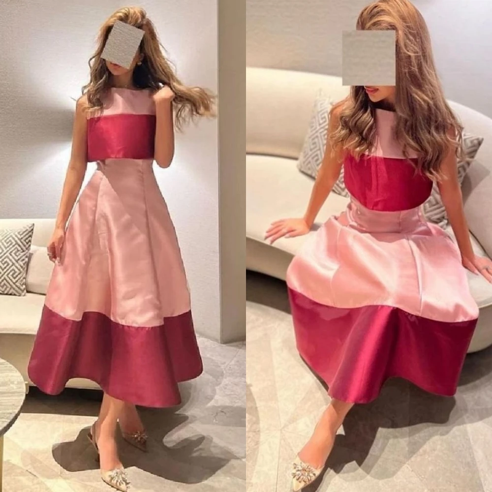 Jiayigong baile de formatura cetim drapeado quinceanera linha a gola alta vestido de ocasião sob medida vestidos midi