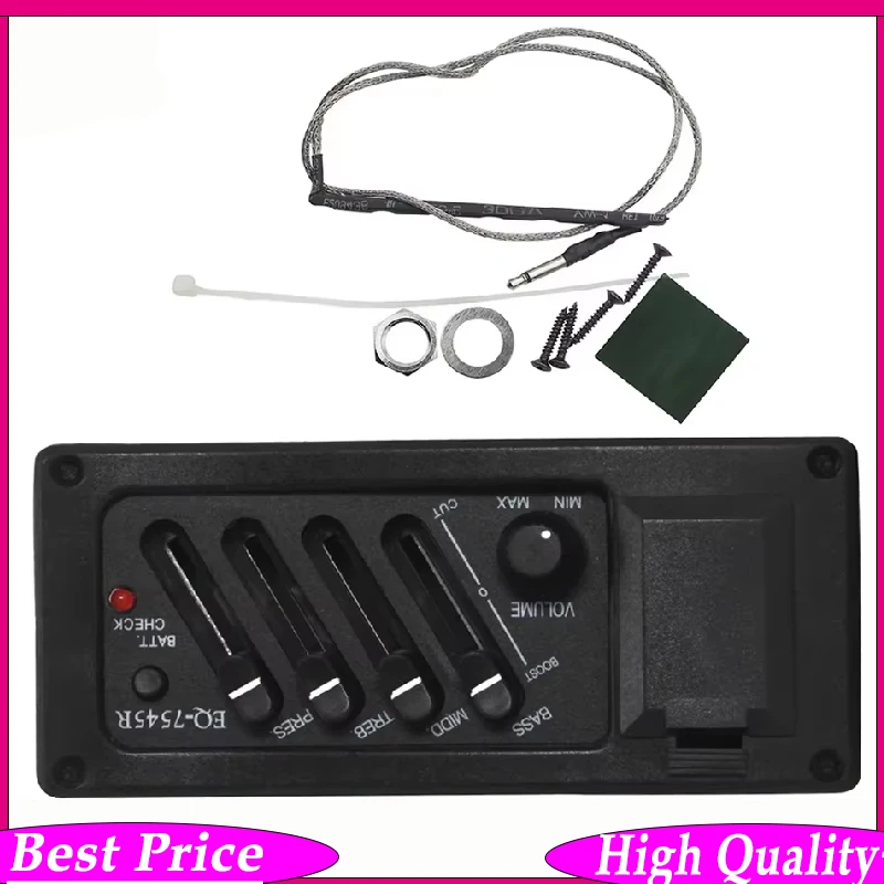 M MBAT EQ-7545R 4 Bands EQ Equalizer Preamp Piezo Pickup for Acoustic Guitar Parts Accessories Musical Instruments