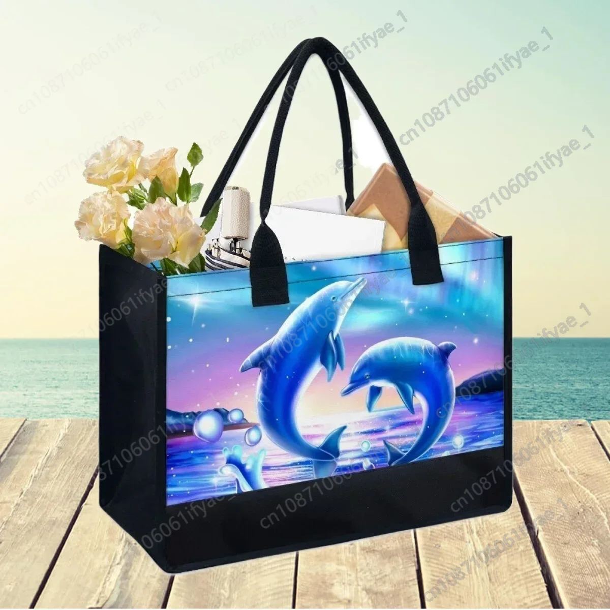 

New Classic Dolphin Bag Blue Ocean Print Casual Large Capacity Shoulder Handbags for Women Designer Luxury Bag Sac A Mains Femme