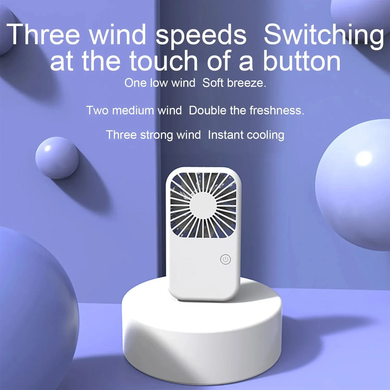 Compact Mini Fan Rechargeable Stand Small Pocket Fan with Three Wind Speeds Powerful Range Long-lasting Fan