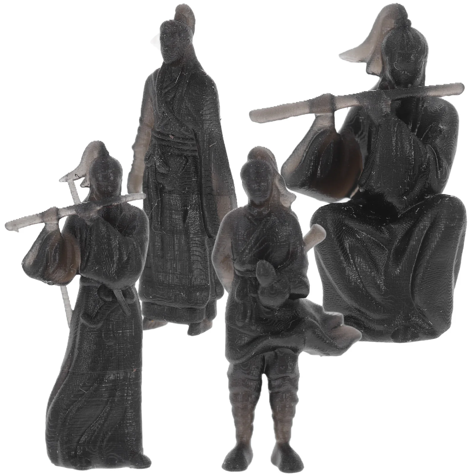 

4Pcs Ancient Chinese Warrior Statues Micro Landscape Resin Sculpture Desktop Office Decor Miniature Garden Art Craft