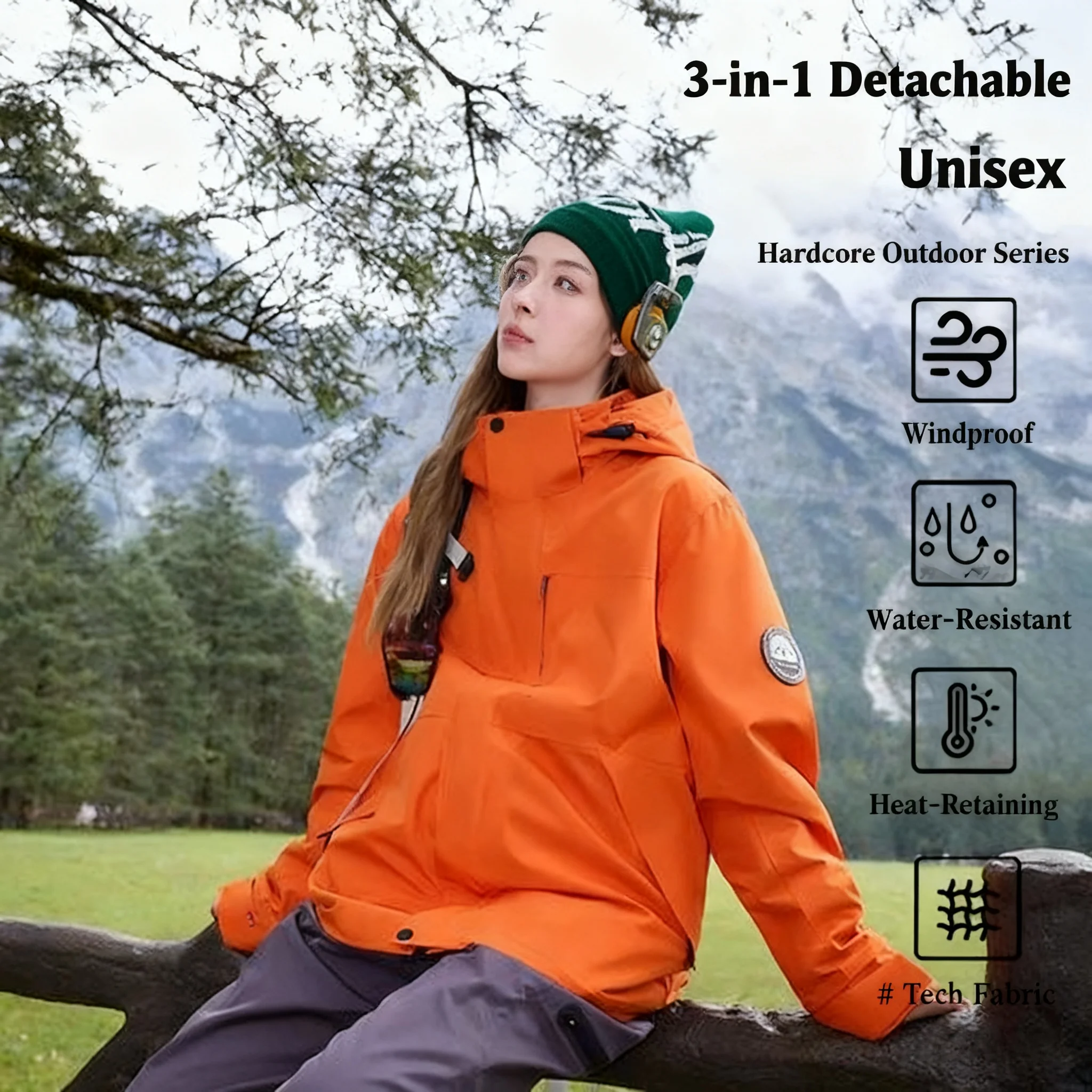 

Большой размер, женский водонепроницаемый костюм «три в одном», весенне-осенний уличный альпинистский костюм, куртка на флисовой подкладке для тибетского треккинга