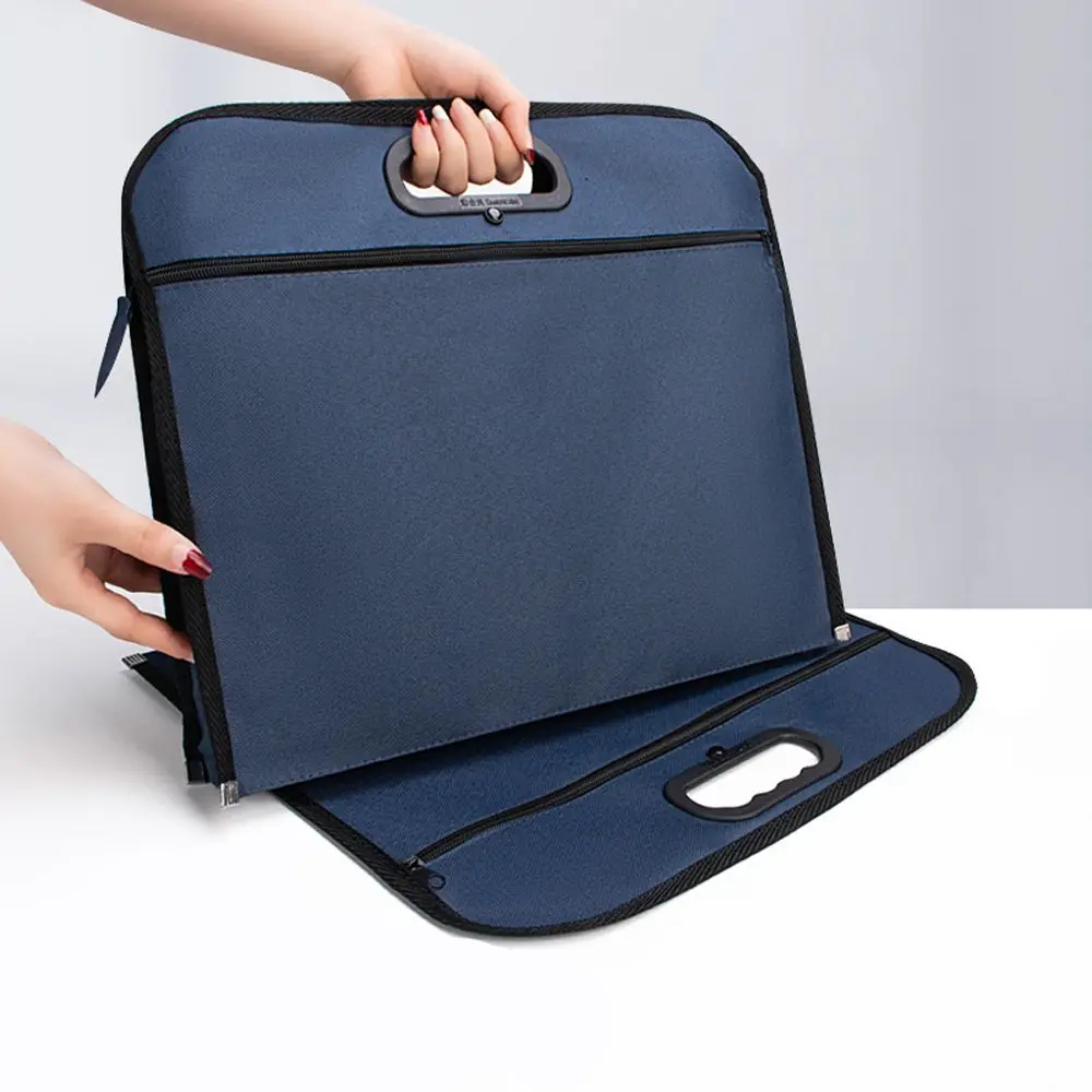 Hand Tote Briefcase Waterproof Office Supplies Storage Information Bag Handbag Canvas File Bag Document Bag Conference Bag