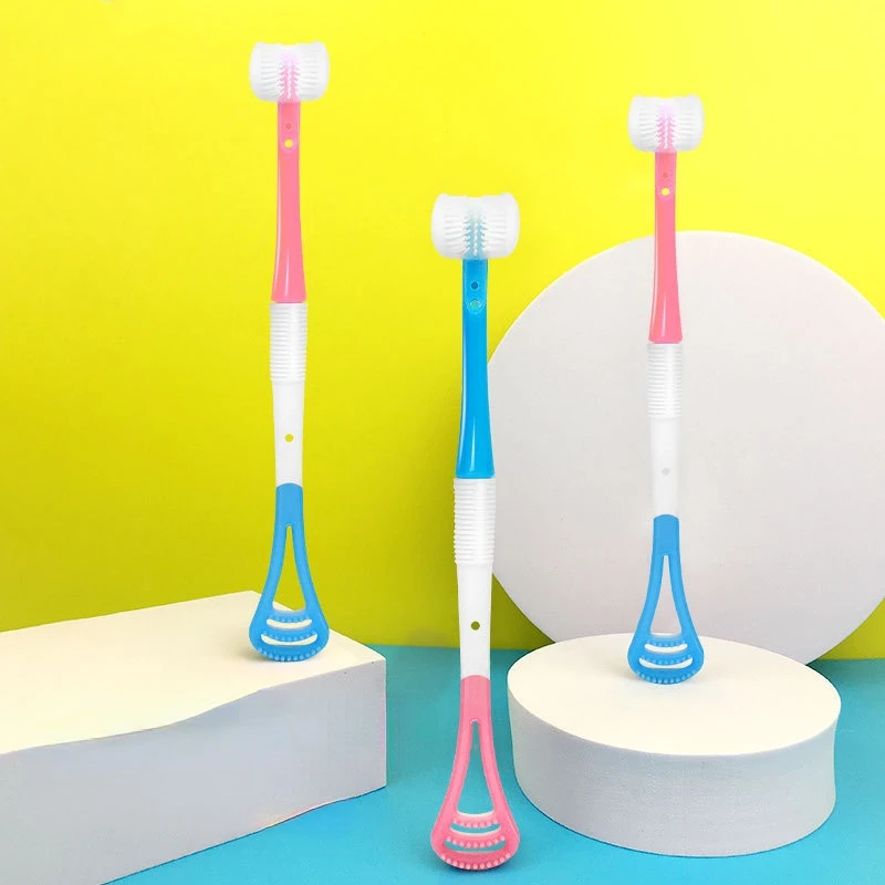 1 Pc Kreative Baby Zahnbürste für 2-12Y Drei Seitige Sicherheit Weichen Pinsel Kinder Oral Hygiene Pflege Zähne Zunge Beschichtet Pinsel