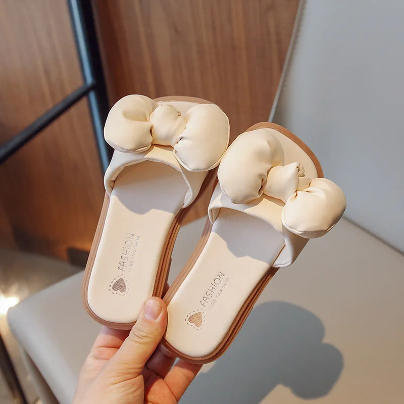 

Girls Slippers 2023 Summer New Lace Princess Outside Soft Sole Baby Sandals Children Beach Shoes Kids Flat Anti-slip Flip-flops