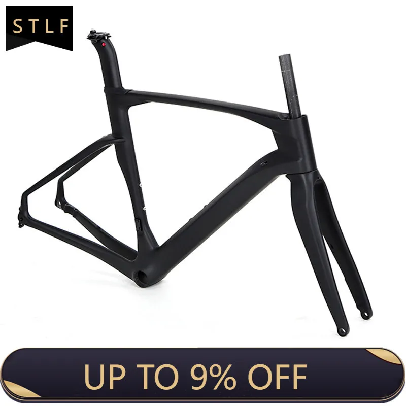 إطار دراجة من ألياف الكربون STLF OEM ODM أسود غير لامع بدون شعار نوع الطريق