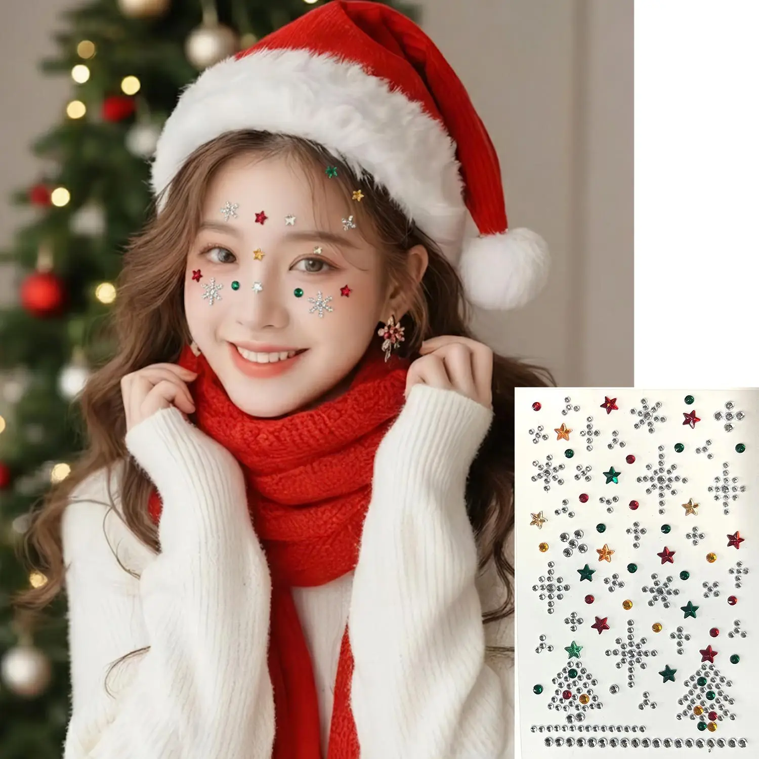 Self Adhesive Diamond Face Stickers Christmas Party Makeup Nail Art Rhinestones Shiny Multicolor Waterproof Premium view 6