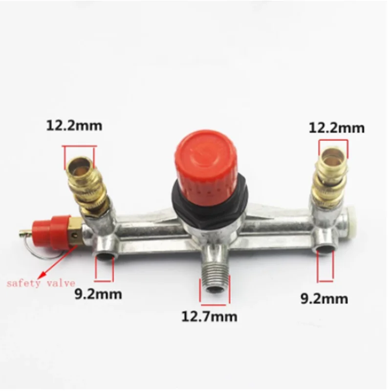 

1pc Air Compressor Push-Pull Valve Switch Control Manifold Regulator Gauges Aluminum Bracket Red Cap Pressure Relief Valve