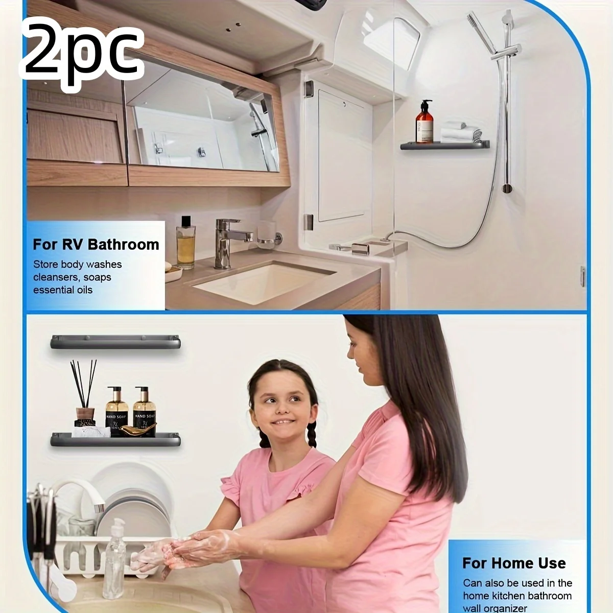 قطعتان من أرفف الألومنيوم القابلة للطي RV لتخزين الحائط توفر المساحة 90 °   تصميم قابل للطي ينظم ملحقات التخييم