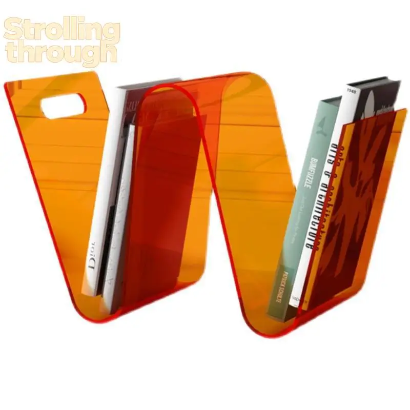 

Скандинавская акриловая полка для книг, креативная подставка для книг, маленькая книжная полка, W-образная полка для журналов, популярная в интернете