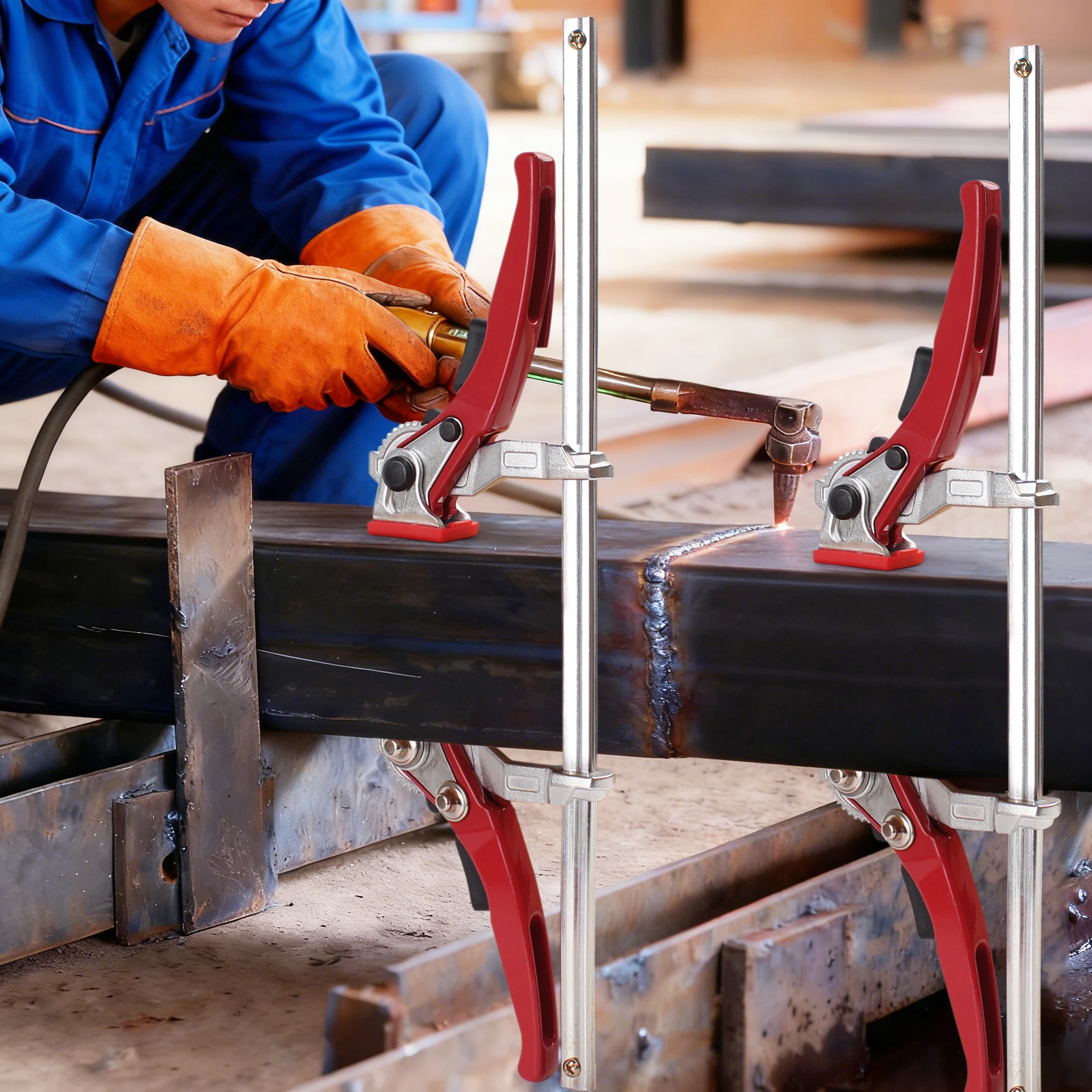 

1Pc Ratcheting Table Clamp, Double Force Bar Clamp, Multifunctional F Clamp for Welding, Woodworking, Metal Working and DIY