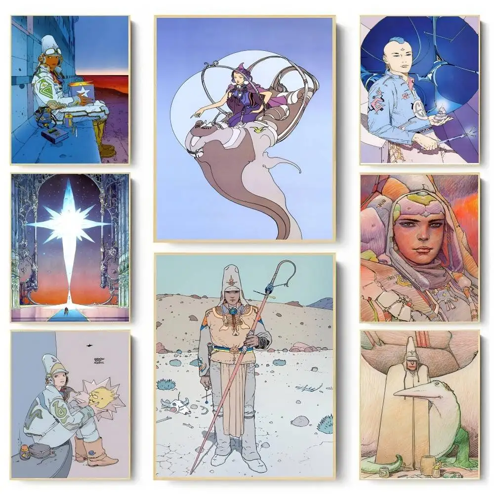 1pc Moebius Cartoonist Anime Video Game Poster Sticker Print Waterproof Wall Art For Living Room Bedroom Home Decor