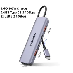 Getatek USB C Hub 10Gbps USB C Splitter 100W Carga de energía USB 3.2 Hub para computadora portátil MacBook Air/Pro iPhone 15/15 Pro/15 Pro Max