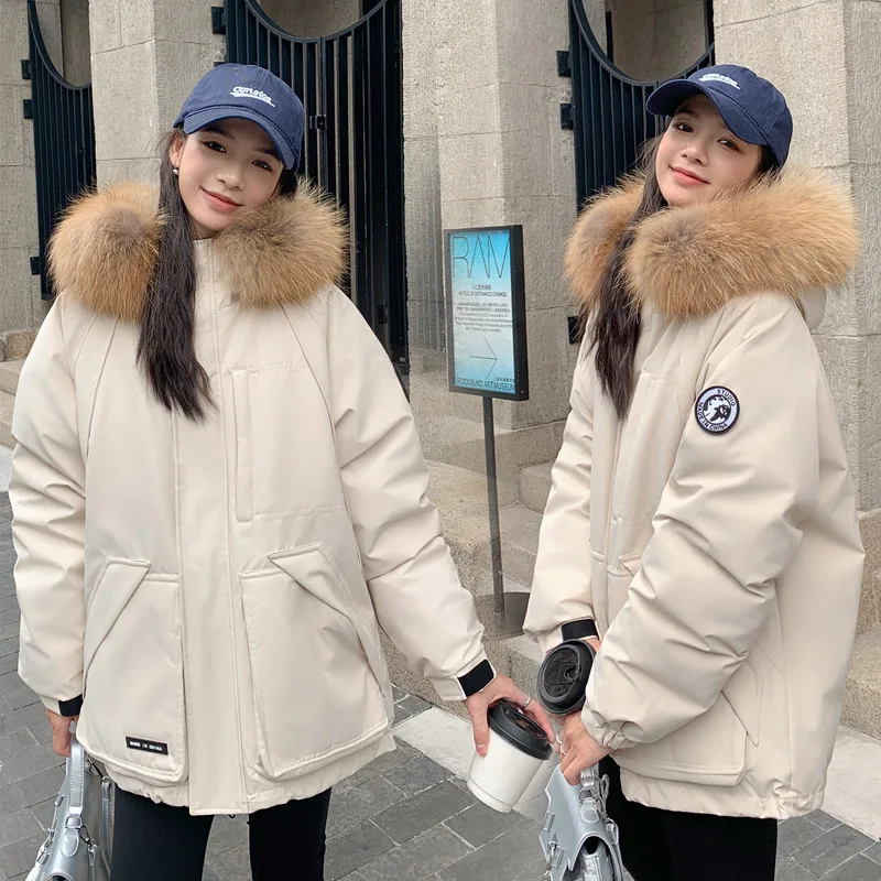 

Fashion Furry Collar Hooded Parkas Women 2025 Winter New Coldproof Warm Mid Long Parka Jacket Woman Zipper Up Parkas Ladies