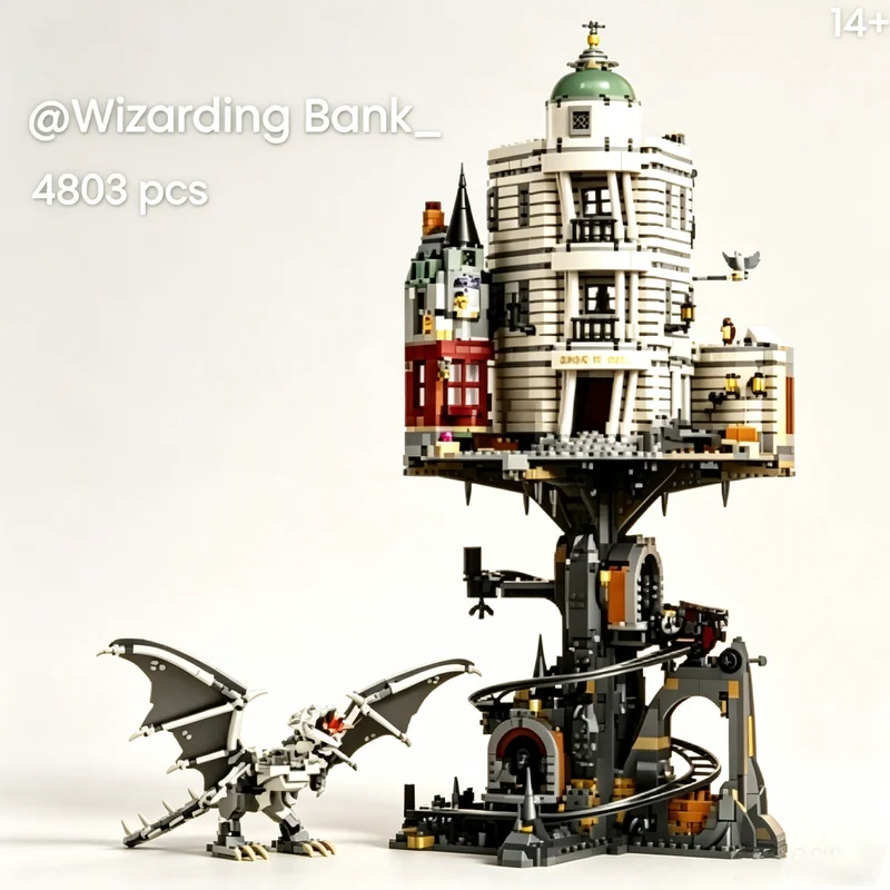 

2026 New 4803pcs Promotion FIT 76417 Wizarding Bank Collectible Building Block Construction Bricks Toys Birthday Christmas Gifts