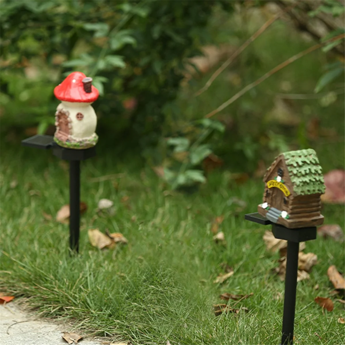 ABGV 1 pieza de luz Solar de resina novedad impermeable casa pequeña luz de enchufe de suelo Led para decoración de césped y jardín al aire libre A