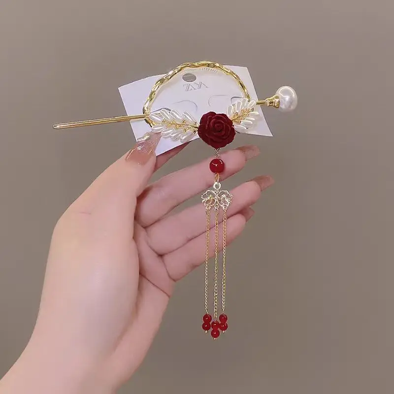 

Women Hair Clip Accessories Female Chinese Style Tassels Floral Alloy Hair Sticks Ladies Hair Styling Tools Hairpins Headwear