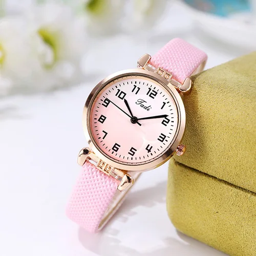 Imagen 2 del producto Reloj de cuarzo de alta calidad para Mujer, relojes de pulsera de cuero con esfera degradada a la moda, Reloj de regalo para Mujer