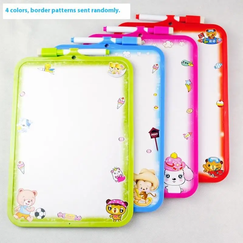 

Детская доска для рисования 26x19 см, белая, сухостираемая, 4 цвета, мини-доска с рамкой, маленькая подвесная доска для стирания с маркером