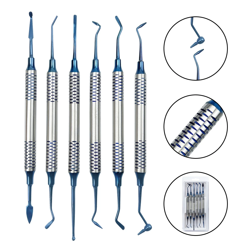 Dental Instrument Composite Resin Filling Spatula Resin Filler Set Titanium plated Head thick handle Restoration Dentist 6Pc/Set