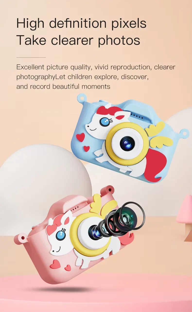 Digital Kids Camera Mini 1080P HD Cartoon 2.0 Inch Display Children Toys Birthday Gifts Video Cameras Kid Camera