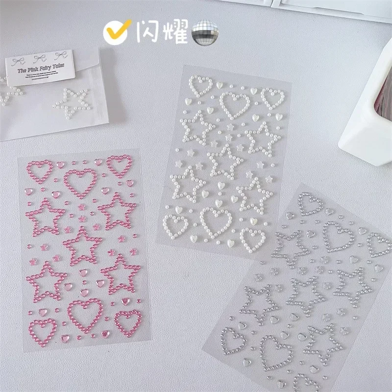 3D Star Heart Crystal Stickers Kids DIY Decoration Self Adhesive Jewelry Crafts Sparkly Rhinestone Stickers Girls Gifts