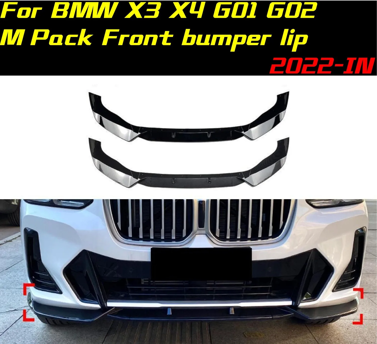 

Передний бампер, разделитель губ, диффузор, спойлер, защита бампера, аксессуары для BMW X3 X4 G01 G02 2022-IN, спойлер, комплект кузова