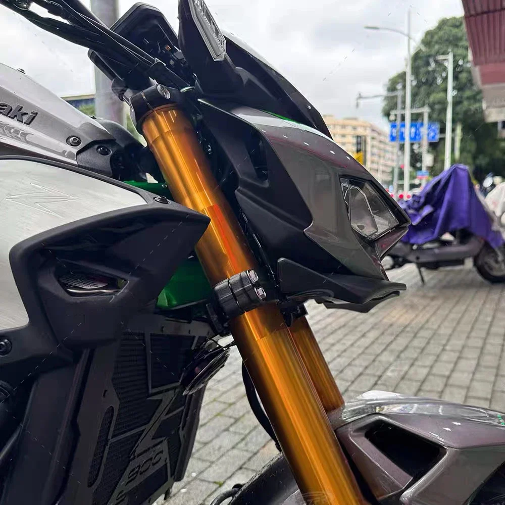 カワサキ Z900 Z900SE 2025+用 フロントスポイラー フロントリップ ウィンドウィングカバー エアロダイナミクス フェアリング ウィングレット フロントヘッドライトエクステンション
