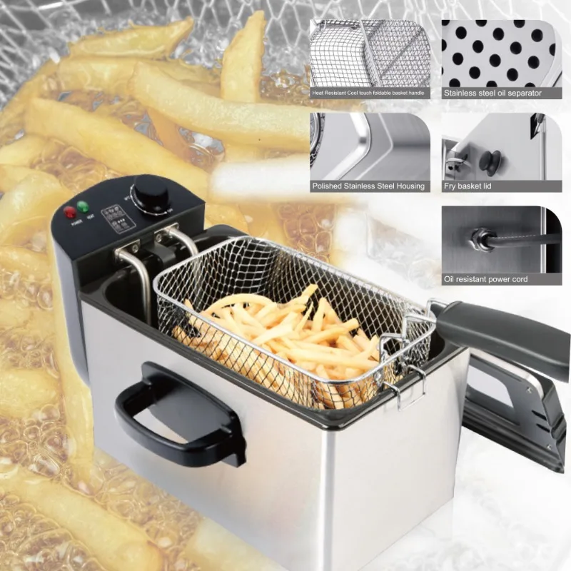 Cross border large capacity electric fryer, French fries fryer, household electric fryer, fried chicken ribs, French fries fryer