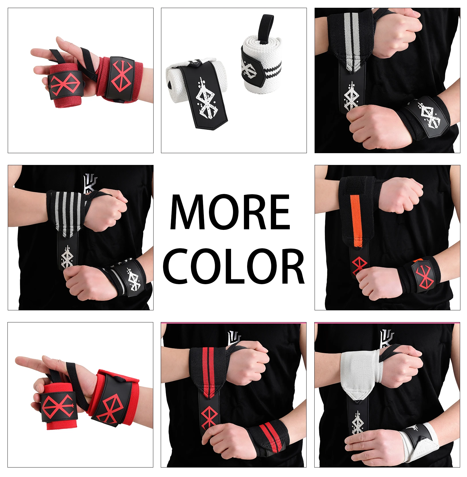 สายรัดยกน้ำหนัก - สายรัดข้อมือสำหรับยกน้ำหนัก, เดดลิฟต์, ออกกำลังกาย, ครอสฟิต, เสริมสร้างความแข็งแรง, ยกน้ำหนักแบบโอลิมปิก - สายรัดออกกำลังกาย