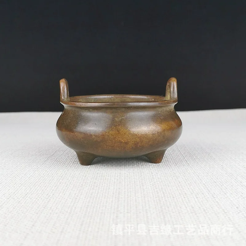 

Antique Collection Distressed Binaural Three-Legged Xuande Small Incense Burner Home Decoration Incense Small Incense Burner