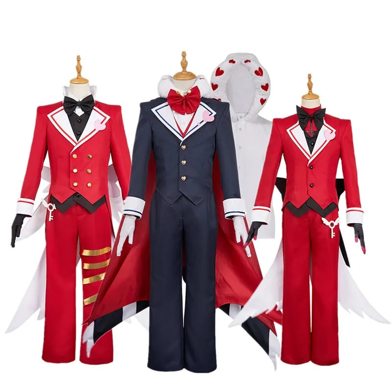 Alastor Lucifer Cosplay disfraz de Valentino dibujos animados jefe fantasía uniforme chaleco abrigo pantalones guantes Halloween traje de fiesta de Carnaval