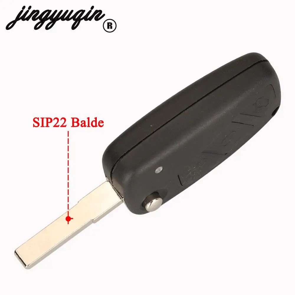 jingyuqin Flip Remote Key Delphi 433mhz ID46 PCF7946 PCF7941 Chip for FIAt 500 Punto Ducato Stilo Panda Bravo Fob 2/3 Buttons