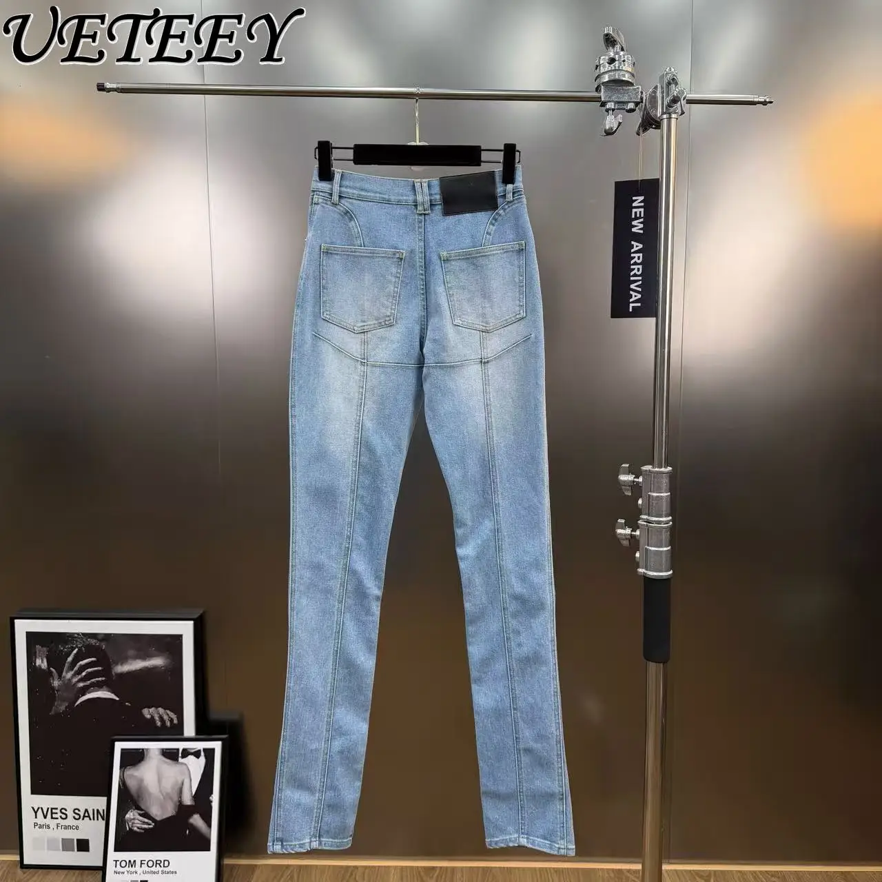 Pantaloni di jeans da donna di design di nicchia 2026 Primavera alta elasticità spacco laterale anello di ferro elasticizzato Slim Fit Hot Girl Jeans Vintage Mujer