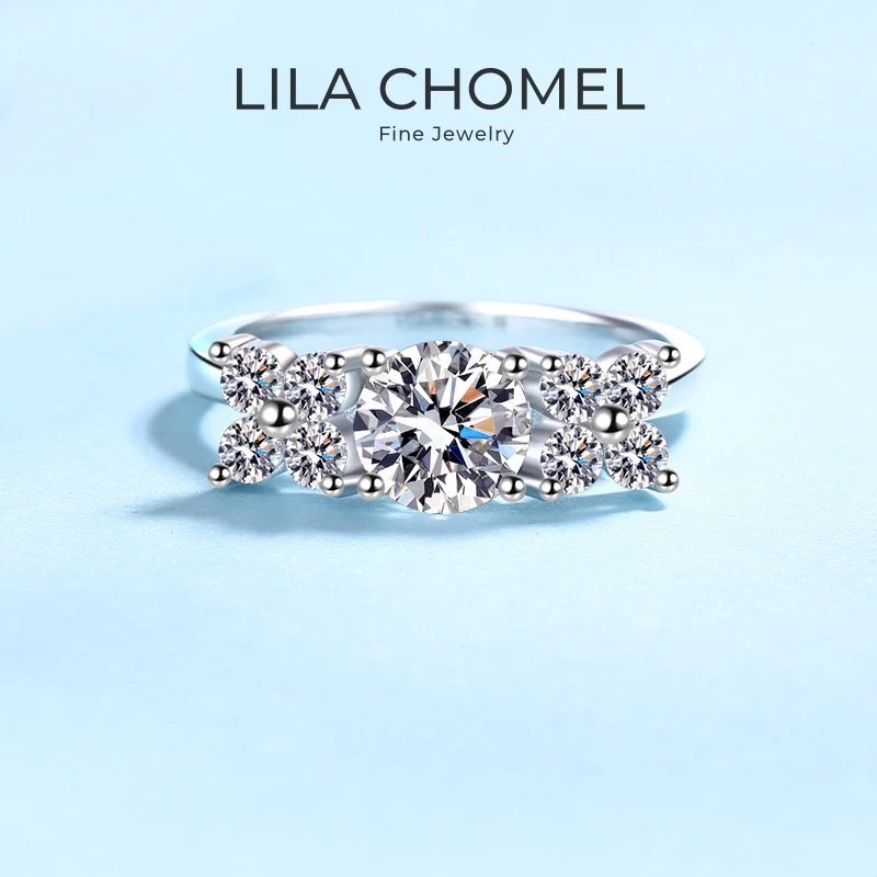 Women Wedding Band 18K White Gold Engagement Rings 1CT VVS D Color Moissanite Diamond PT950 Platinum Girl Friend Valentine's Day