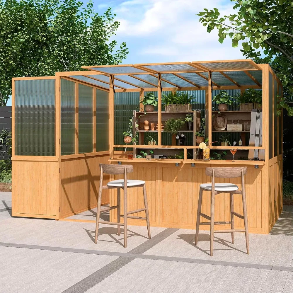 6x10 Ft Wood Greenhouse for Outdoors | Walk-in Green House w/ Openable Window & Lockable Door, Heavy Duty, Customized
