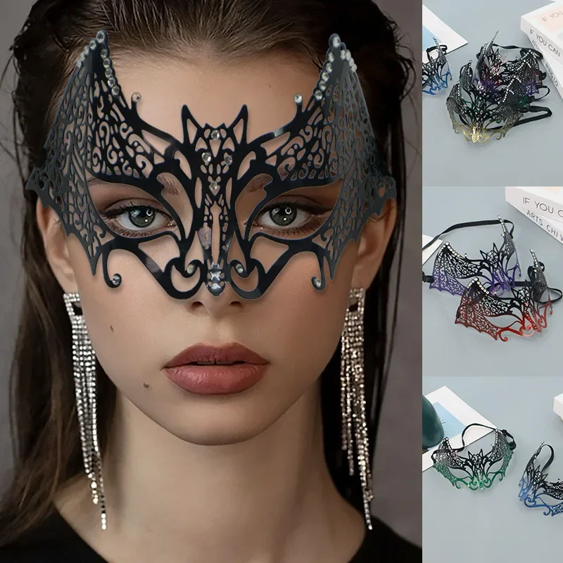 

Diamonds Hollow Out Bat Half Mask Punk Cool Sexy Face Mask Carnival Cosplay Costume Halloween Party Mask Masquerade Accessories
