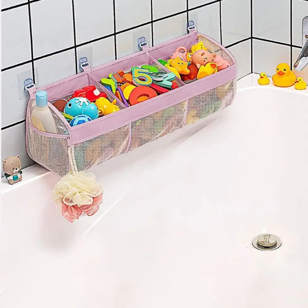 Large Openings Bathroom Storage Bag 3 Compartment Quickly Dry Bath Organizer Breathable Large Capacity Mesh Hammocks - view 2
