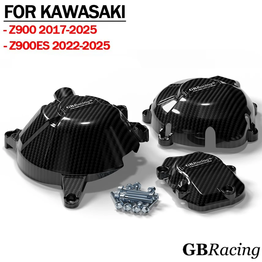 

accessori moto For KAWASAKI Z900 (2017-2025) Secondary Engine Cover Set by GBRacing: Alternator, Secondary Clutch, Pulse Covers