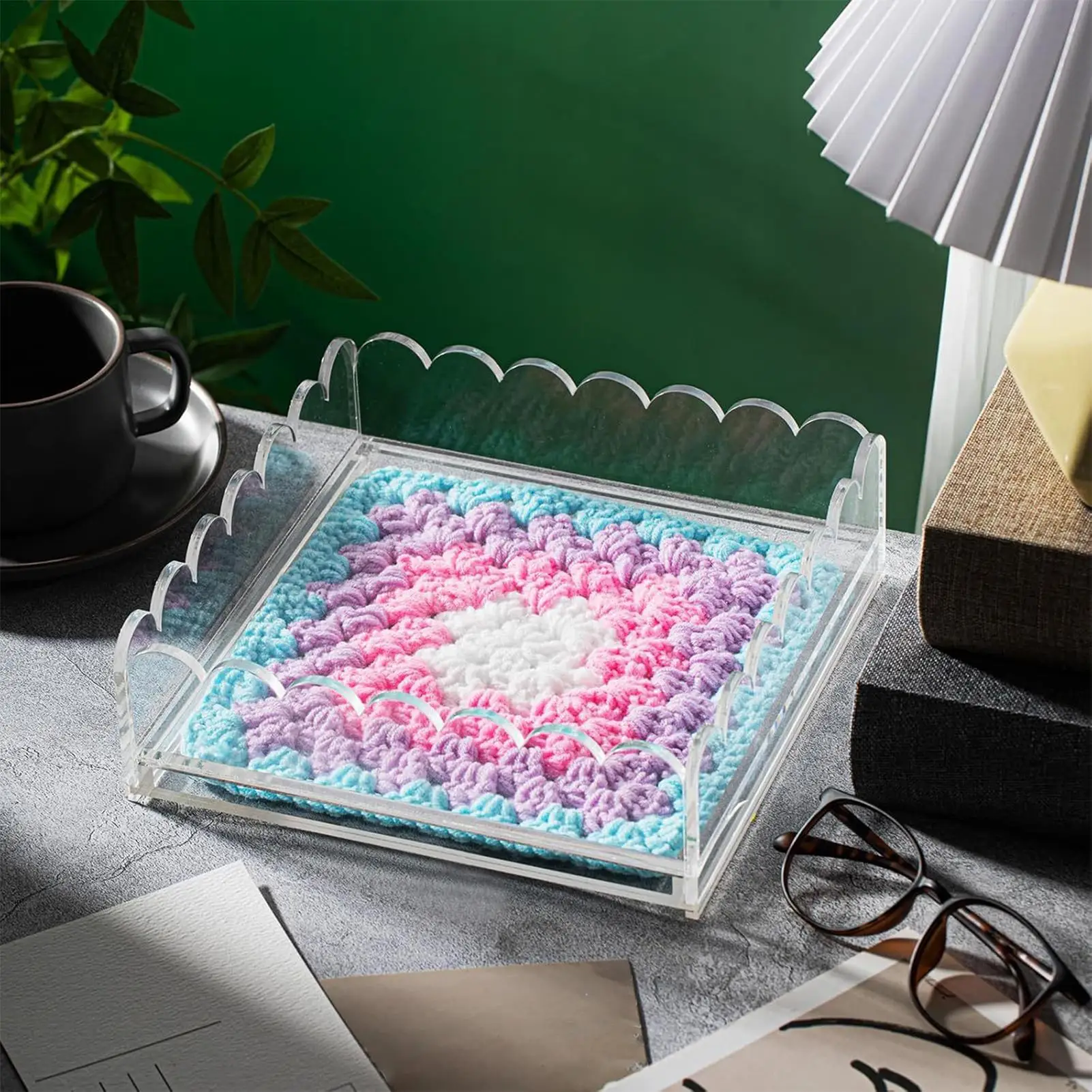 

Acrylic Tray Scalloped Acrylic Tray With Drawer Display Holder Desk Decor Storage Organizer For Arts & Crafts Photos Messages