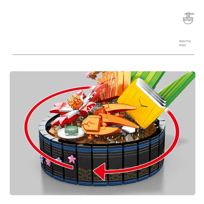 Idea Japan Delicious Food Building Block Japanese Cuisine Sashimi Music Box Brick Educational Toys Collection For Kids Gifts