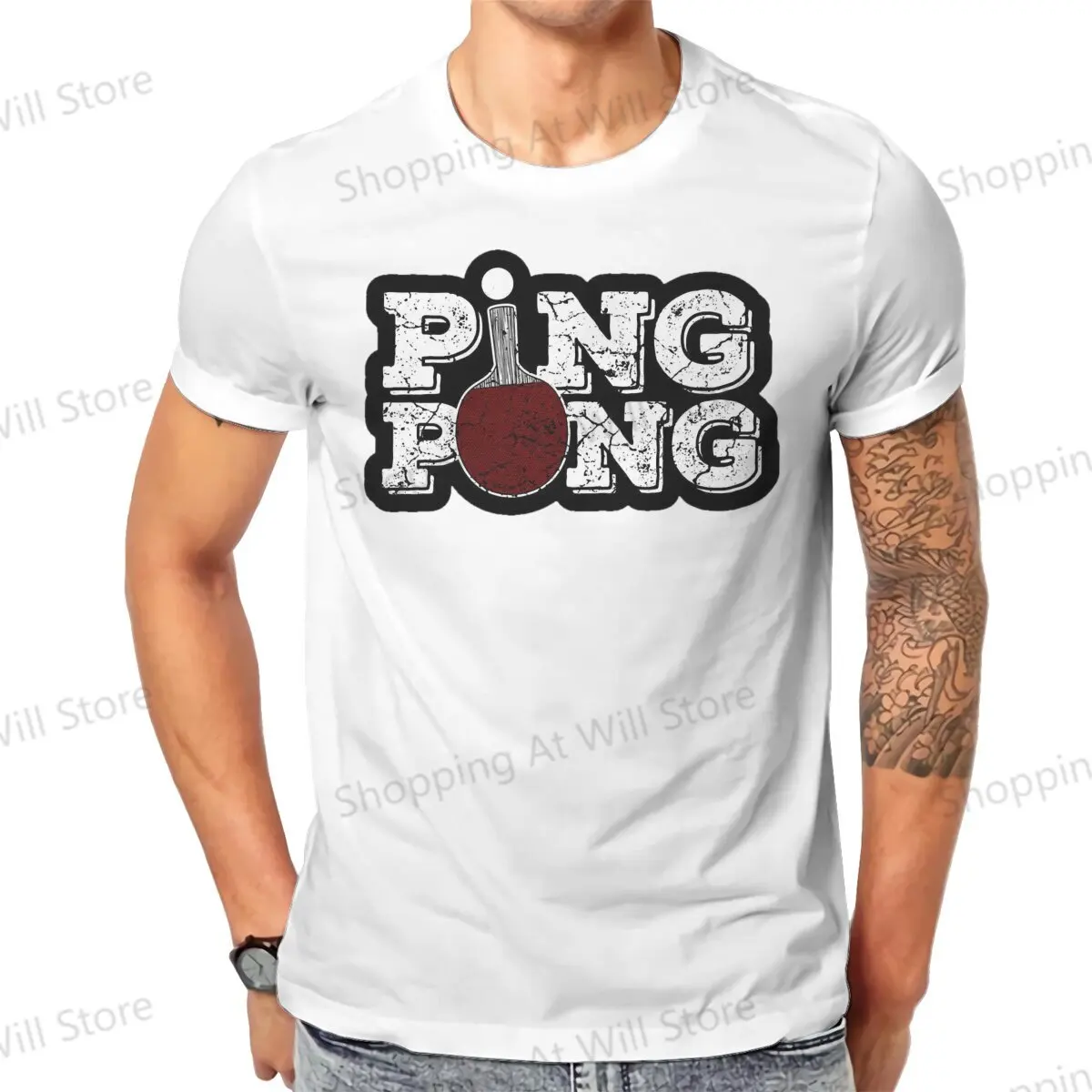 Tops 100% Cotton Fun Fashion Ping Pong Table Tennis Magnet Men's and women's T-shirts Ping Pong Tshirt Top