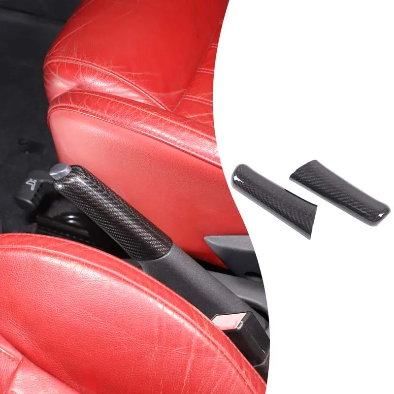 

2piece set Real carbon fiber For Fiat 500 2007-2026 car center control handbrake lever cover decorative sticker Car accessories