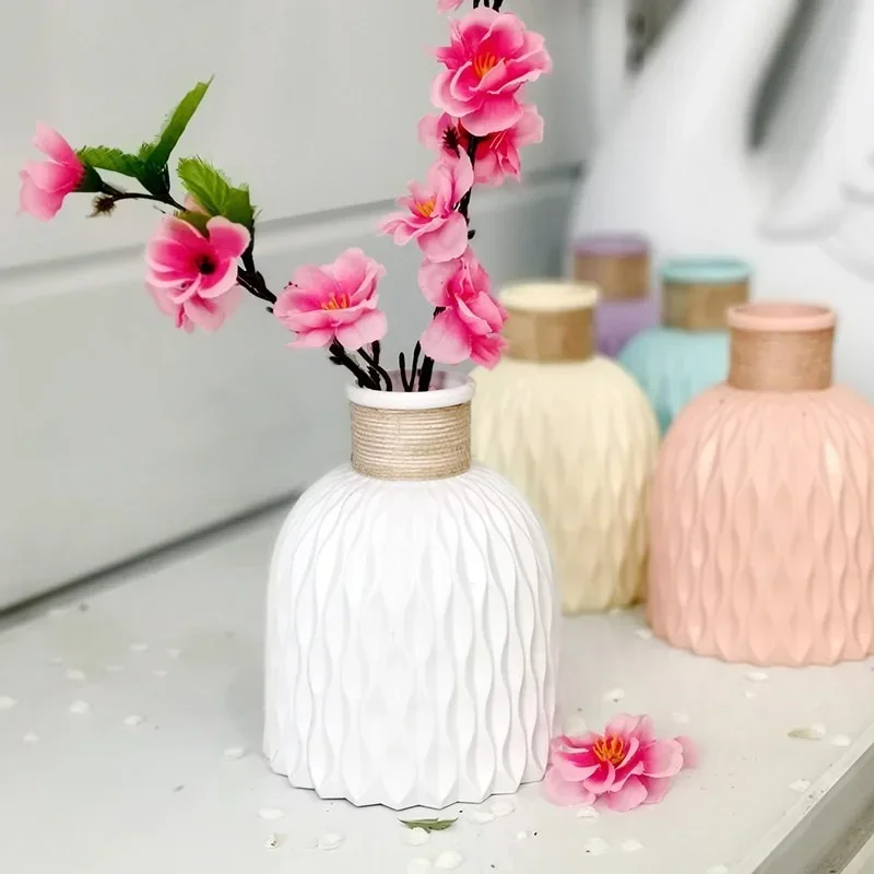 1pcs Vase Flower Imitation Ceramic Plastic Flower Vase Flower Basket Nordic Style Home Decorations Wholesale