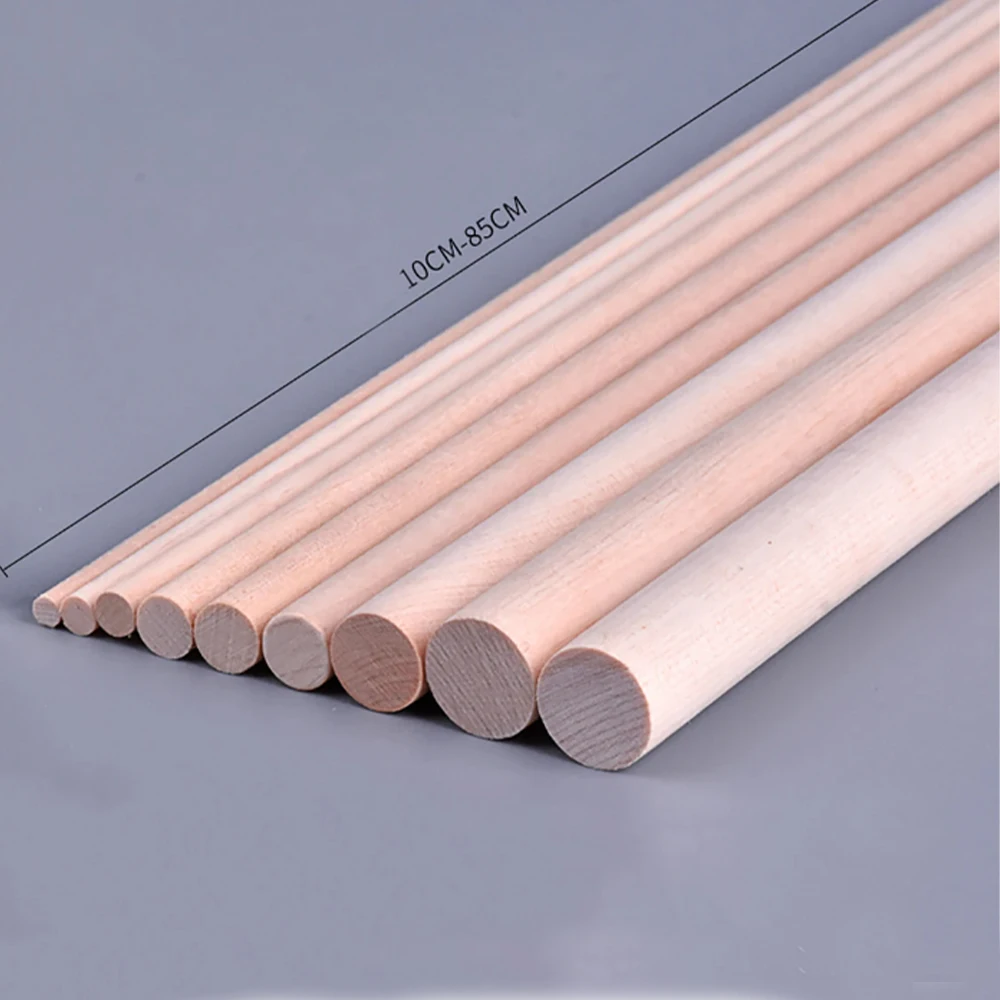 2-200Pcs Dia 2/2.5/3/4/5/6/8/10/20mm Solid Round Wood Length 100~300mm Construction Material Building Model Fine Wooden Strips
