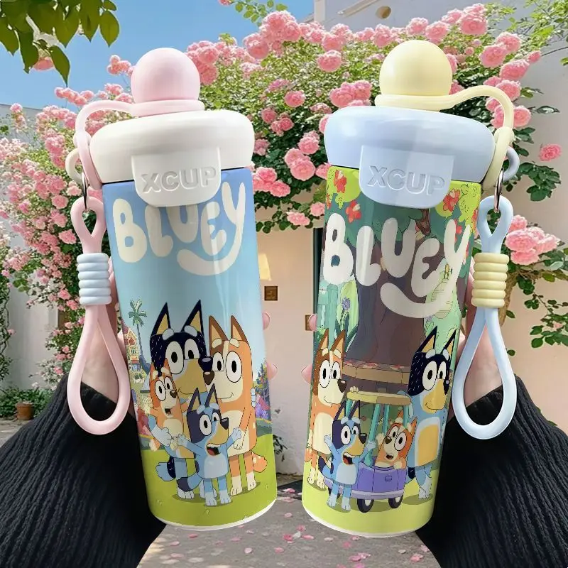 

Bluey Cute Insulated Cup, Portable Straw Coffee Cup and Water Cup for Boys and Girls, A Gift for Friends, Birthday Present